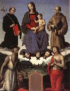 PERUGINO, Pietro Madonna and Child with Four Saints (Tezi Altarpiece) af Norge oil painting reproduction